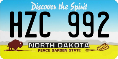 ND license plate HZC992