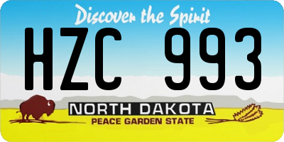 ND license plate HZC993
