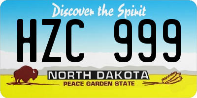 ND license plate HZC999