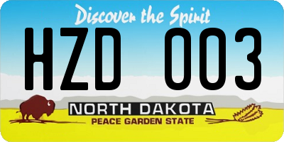 ND license plate HZD003
