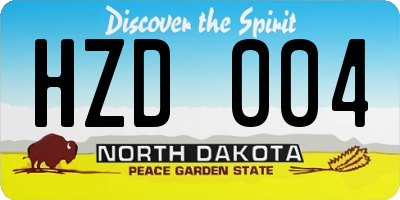 ND license plate HZD004