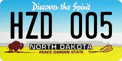 ND license plate HZD005