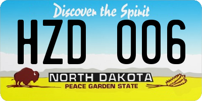 ND license plate HZD006