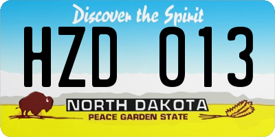 ND license plate HZD013