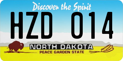 ND license plate HZD014
