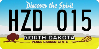ND license plate HZD015