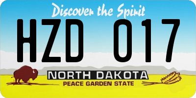 ND license plate HZD017