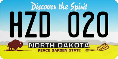 ND license plate HZD020