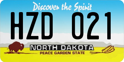 ND license plate HZD021