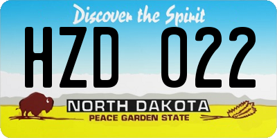 ND license plate HZD022