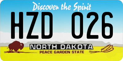 ND license plate HZD026