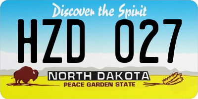 ND license plate HZD027