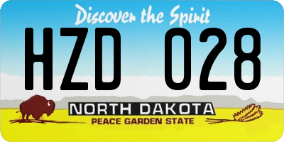 ND license plate HZD028
