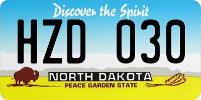 ND license plate HZD030