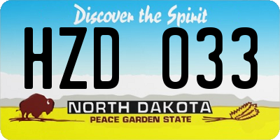 ND license plate HZD033