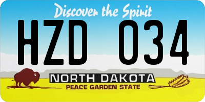 ND license plate HZD034