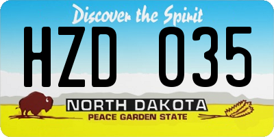 ND license plate HZD035