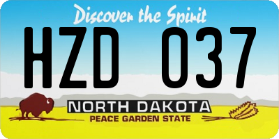 ND license plate HZD037