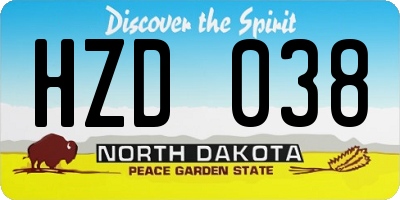 ND license plate HZD038