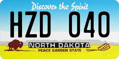ND license plate HZD040