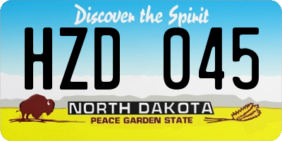 ND license plate HZD045