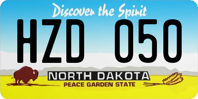 ND license plate HZD050