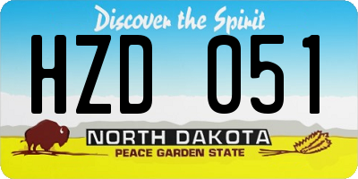 ND license plate HZD051