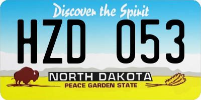 ND license plate HZD053