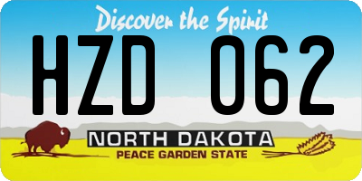 ND license plate HZD062