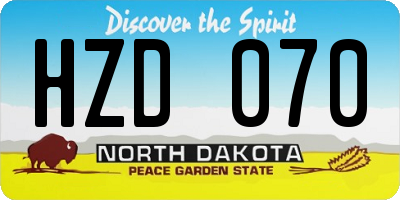 ND license plate HZD070