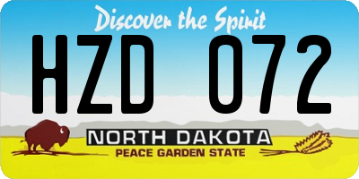ND license plate HZD072
