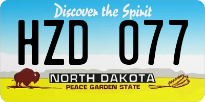 ND license plate HZD077