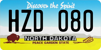 ND license plate HZD080