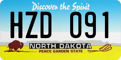ND license plate HZD091
