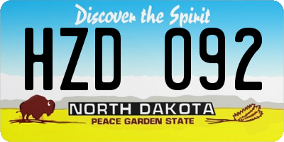 ND license plate HZD092
