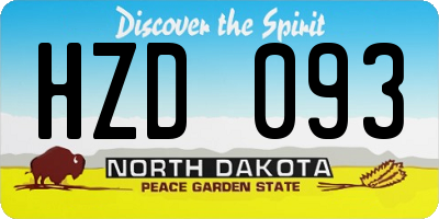 ND license plate HZD093