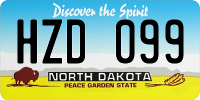 ND license plate HZD099