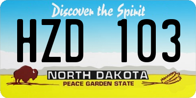 ND license plate HZD103