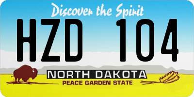 ND license plate HZD104