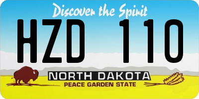 ND license plate HZD110