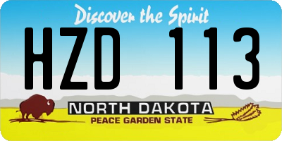 ND license plate HZD113