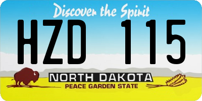 ND license plate HZD115