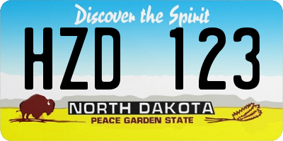 ND license plate HZD123