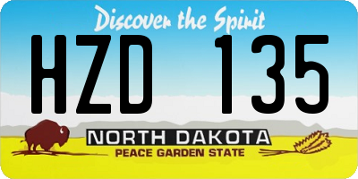 ND license plate HZD135