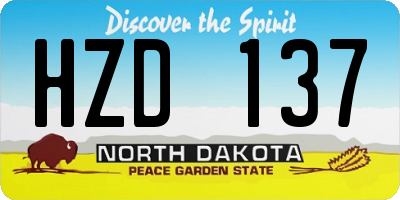 ND license plate HZD137