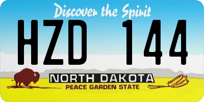 ND license plate HZD144