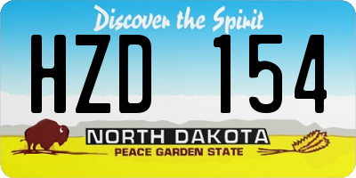 ND license plate HZD154