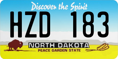 ND license plate HZD183