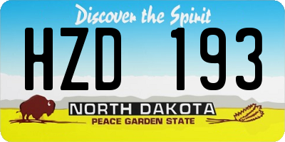 ND license plate HZD193
