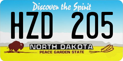 ND license plate HZD205